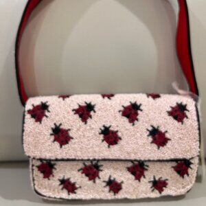 Handcrafted in India Pink Beaded Shoulder Bag Ladybugs NWT RARE Tik Tok Viral